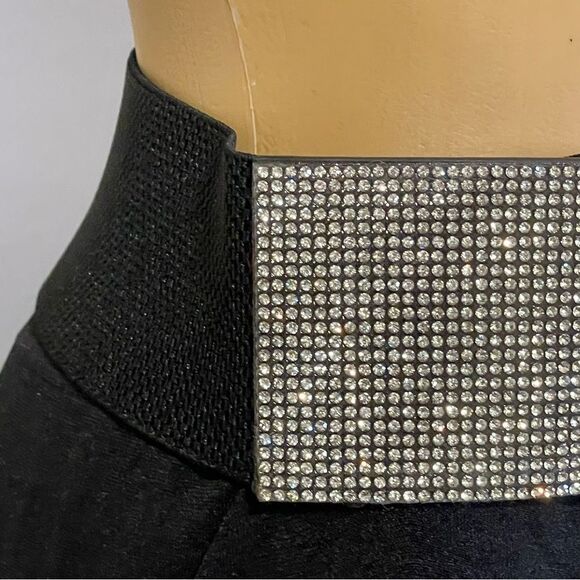 YIK Fung Stretchy Crystal Belt Black with silver Crystals - Picture 4 of 11